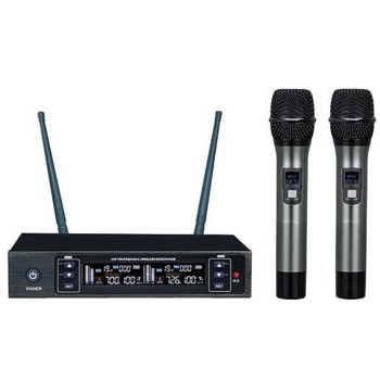 Микрофон DIVA SP20, безжичен, приемник, избираеми 2х100 канала, работна честота 610-860 MHz, черен, 2 бр. | JAR Computers Diva SP20