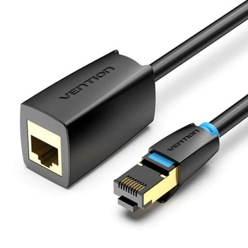 Удължителен кабел за мрежа Vention IKHBJ, от RJ-45(ж) към RJ-45(м), SSTP, Cat.8, 5m, черен | JAR Computers Vention IKHBJ