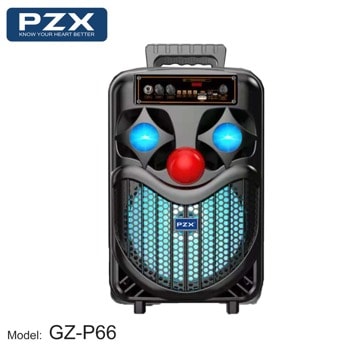 Тонколона PZX GZ-P66, 1.0, 20W RMS, Bluetooth, USB, AUX, MicroSD слот, черна, 1800mAh батерия, подсветка | JAR Computers PZX GZ-P66