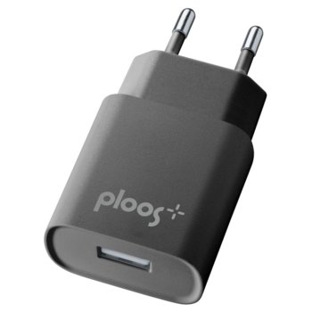 Зарядно устройство Ploos 6571, от контакт към USB A(ж), 220V, 1A, черно | JAR Computers Зарядно за ел.мрежа Ploos 1А