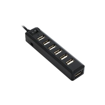 USB Хъб, USB 2.0 12057, 7 порта, от USB Type-A към 7x USB 2.0 Type-A, черен | JAR Computers USB хъб 12057 USB 2.0 7 Порта