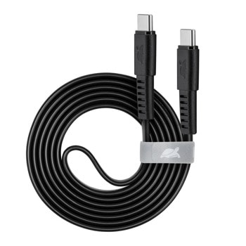 Кабел Rivacase PS6005BK12, от USB C(м) към USB C(м), 1.2m, черен | JAR Computers Rivacase PS6005BK12