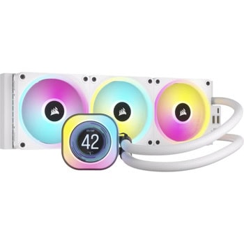 Водно охлаждане за процесор Corsair iCUE LINK H150i LCD White, съвместимост със сокети Intel LGA 1700/1200/1150/1151/1155/1156 & AMD AM5/AM4 | JAR Computers Corsair iCUE LINK H150i LCD White CW-9061010-WW