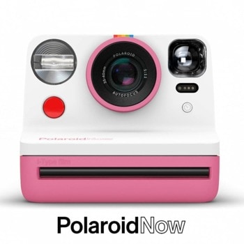 Фотоапарат Polaroid Now (розов), моментални снимки, светкавица, с батерия, auto-focus, USB image