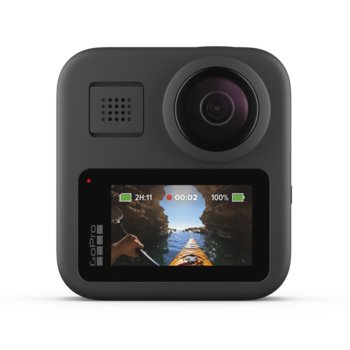 Екшън камера GoPro Max (CHDHZ-202-RX), камера за екстремен спорт, 5K(4992x2496 pixels)@60fps, 360 градуса видео, водоустойчива, черна image