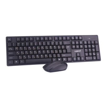 Комплект клавиатура и мишка Makki KBX-008, безжични, мишка (1600 dpi), USB, черни image