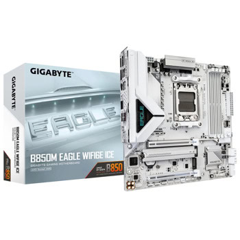 Дънна платка GIGABYTE B850M EAGLE WF6E ICE, B850, AM5, DDR5, PCI-E 5.0, (DP&HDMI), 4x SATA 6Gb/s, 2x M.2 slots, 1x USB 3.2 Gen 2, 2.5GbE LAN, Wi-Fi 6E, Bluetooth 5.3, microATX | JAR Computers GIGABYTE B850M EAGLE WF6E ICE