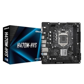 Дънна платка ASRock H470M-HVS, H470, LGA1200, DDR4, PCI-E 3.0 (HDMI/VGA), 4x SATA 6Gb/s, 2x USB 3.2 Gen 1, Micro ATX | JAR Computers Asrock H470M-HVS