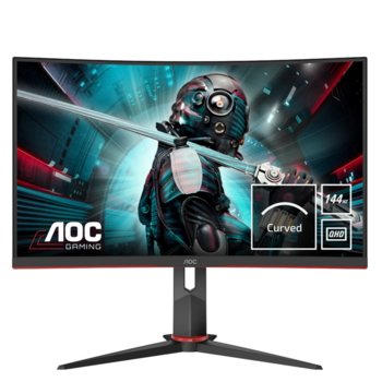 Монитор AOC CQ27G2U/BK, 27" (68.58 cm) VA панел, 144Hz, QHD, 1 ms, 80M:1, 250 cd/m2, DisplayPort, HDMI, USB 3.0 | JAR Computers AOC CQ27G2U/BK