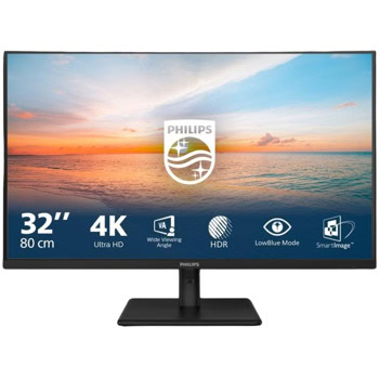 Монитор Philips 32E1N1800LA/00, 31.5" (80.01cm) VA панел, 4K/UHD, 4ms, Mega Infinity DCR, 300cd/m2, DisplayPort, HDMI | JAR Computers Philips 32E1N1800LA/00