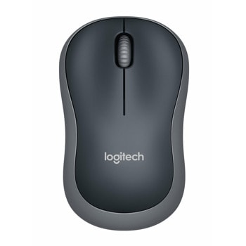 Мишка Logitech M185, оптична (1000 dpi), безжична, USB, сива