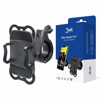 Стойка за телефон 3MK Bike Holder Pro, за колело, противоплъзгаща подложка, черна | JAR Computers 3MK Bike Holder Pro