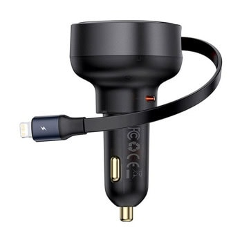 Зарядно устройство за кола, Baseus Enjoyment Pro, от авт. запалка към USB C(м), Lightning(м), 25W, черен | JAR Computers Baseus Enjoyment Pro 55W black