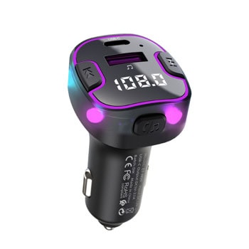 FM Трансмитер Earldom ET-M99, от 87.5 до 108.0MHz, Bluetooth, 1x USB-A, 1x USB-C, черен | JAR Computers FM Трансмитер Earldom ET-M99