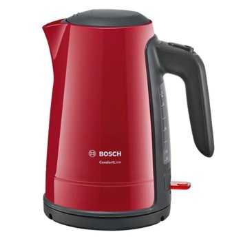 Електрическа кана Bosch TWK 6 A 014, вместимост 1.7 литра, 2400W, oneCup функция, защита от прегряване, червена | JAR Computers Bosch TWK 6 A 014