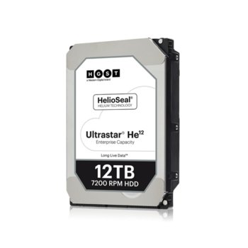 Твърд диск 12TB HGST Ultrastar He12 HUH721212AL5200, SAS 12Gb/s, 7200 rpm, 256MB кеш, 512e sector size(ISE), 3.5" (8.89cm) | JAR Computers 12TB HGST Ultrastar He12 SAS HUH721212AL5200