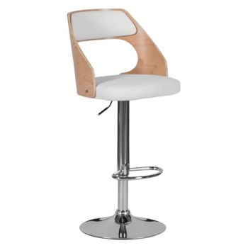 Бар стол Carmen 4035, до 100кг, еко кожа, хромирана база, газов амортисьор, коригиране на височината, бял image