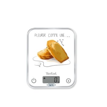Кухненски кантар Tefal Optiss Decor BC5133V0, дигитален, до 5 кг., платформа за претегляне от закалено стъкло, бял | JAR Computers Tefal BC5133V0