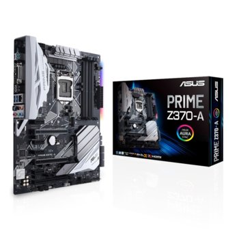 Дънна платка Asus PRIME Z370-A, Z370, LGA1151, DDR4, PCI-E(DP&HDMI&DVI)(CFX&SLi), 6x SATA 6Gb/s, 2x M.2 socket, 2x USB 3.1Gen1, 1x USB 3.1Gen2, 1x USB Type C, RGB подсветка, ATX | JAR Computers Asus PRIME Z370-A