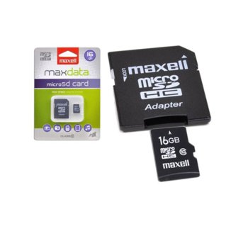 Карта памет 16GB microSDHC, с SD адаптер, MAXELL, Class 10, скорост на четене 10MB/s, скорост на запис 10MB/s | JAR Computers MAXELL 16GB MAXELL SD Micro CLASS 10