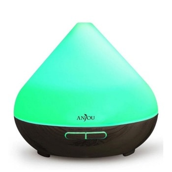 Ароматизатор Anjou AD001 Dark Wood, ултразвуково разпръскване, 8 часа продължителност на работа, капацитет на резервоара 300мл, авт.изключване при празен резервоар или таймер, 7 LED светлини, черен | JAR Computers Anjou AD001 Dark Wood IT6911