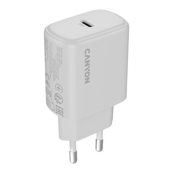 Зарядно устройство Canyon OnCharge 250, от контакт към 1x USB-C(ж), 12V, бяло, 25W | JAR Computers Canyon OnCharge 250 White CNE-CHA250-01