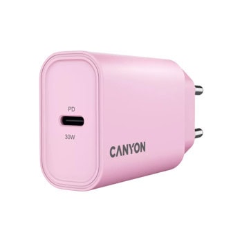 Зарядно устройство Canyon OnCharge 30CL, от контакт към USB C(ж), 15V/3A, розово, 30W | JAR Computers Canyon OnCharge 30CL Pink CNE-CHA30CLPK