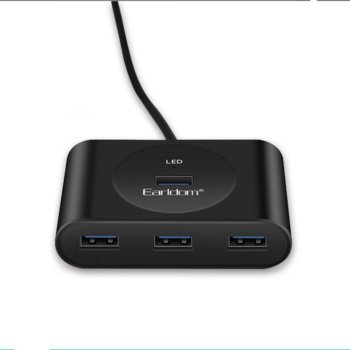 USB Хъб Earldom HUB03 12066, 4x USB 2.0, черен | JAR Computers USB хъб Earldom HUB03 4x USB 2.0 12066