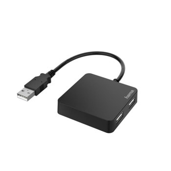 USB Хъб Hama 200121, 4 порта, от USB Type-A към 4x USB 2,0 Type-A, черен | JAR Computers Hama 200121