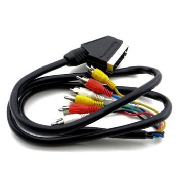 Кабел Royal CABLE-SCART/150, от SCART(м) към 6 чинча RCA(м), 1.5m, черен | JAR Computers Royal CABLE-SCART-6RCA 117075