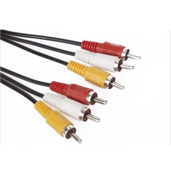 Кабел VCom CV033-1.8m, от 3x RCA Chinch(м) към 3x RCA Chinch(м), 1.8m, черен | JAR Computers VCom CV033-1.8m