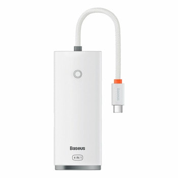 USB Хъб Baseus WKQX030302, 5 порта, от USB Type-C към 4x USB 3.0 Type-A, 1x USB Type-C, бял | JAR Computers Baseus WKQX030302