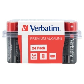 Батерии алкални Verbatim, AA, LR6, 1.5V, 24 бр. | JAR Computers Verbatim AA 1.5 V 24 броя