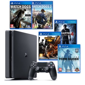 PlayStation 4 Slim Watch Dogs + Adventure Pack