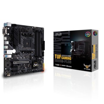 Дънна платка Asus TUF GAMING A520M-PLUS, A520, AM4, DDR4, PCI-E 3.0 (HDMI/DVI/VGA), 4x SATA 6Gb/s, 1x M.2, 1x USB 3.2 Gen 2, Micro ATX | JAR Computers Asus TUF-GAMING-A520M-PLUS