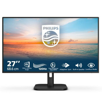 Монитор Philips 27E1N1200A/00, 27" (68.58cm) IPS панел, 120Hz, Full HD, 4ms, Mega Infinity DCR, 300cd/m2, DisplayPort, HDMI, VGA | JAR Computers Philips 27E1N1200A/00