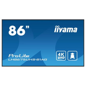 Публичен дисплей IIYAMA LH8665UHSB-B1AG, 86" (218.44 cm) 4K/UHD IPS LED дисплей, DisplayPort, HDMI, USB, RS232, Wi-Fi, LAN | JAR Computers IIYAMA LH8675UHS-B1AG
