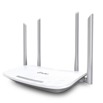 Рутер TP-Link Archer C5 V4, 1200Mbps, 2.4GHz(300 Mbps)/5GHz(867Mbps), Wireless AC, 4x LAN 10/1000, 1x WAN 10/1000, 1x USB 2.0, 4x външни антени | JAR Computers TP-Link Archer C5 V4