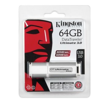 Памет 64GB USB Flash, Kingston DataTraveler Ultimate 3.0, USB3.0, 5г. гаранция | JAR Computers 64GB USB Flash KINGSTON