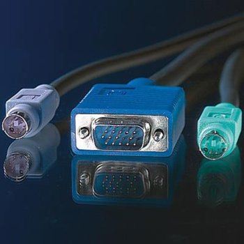 KVM кабел ROLINE 11.99.5456, 1x HD15 M/M, 2x PS/2 M/M, 3C+4, 3.0 м | JAR Computers ROLINE 11.99.5456