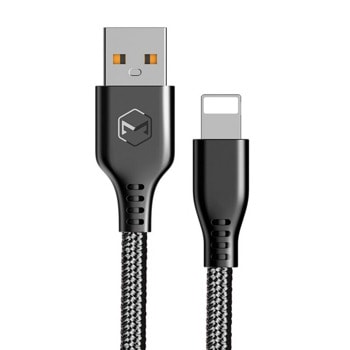 Кабел Xmart Warrior Black, от USB-A(м) към Lightning(м), 1.2m, черен | JAR Computers Кабел Xmart Warrior Black USB-Lightning 1.2m BK