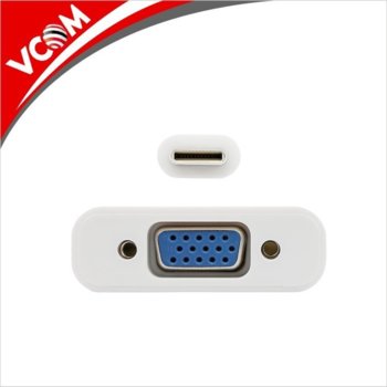 Кабел VCom CU421, от USB Type C(м) към VGA(ж), 0.15m, бял | JAR Computers VCom CU421