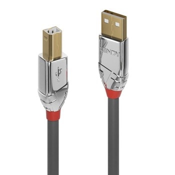 Кабел Lindy LNY-36642, от USB A(м) към USB B(м), 2m, сив | JAR Computers LNY-36642