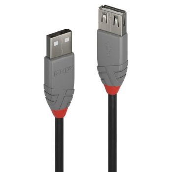 Кабел Lindy Anthra Line, USB A(м) към USB A(ж) 2.0 m, черен | JAR Computers USB A(м) to USB A(ж) 2.0 m LNY-36703