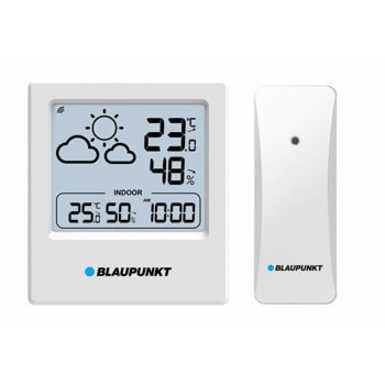 Метеостанция Blaupunkt WS10WH, термометър, влагомер, часовник, бял | JAR Computers метеостанция blaupunkt ws10wh