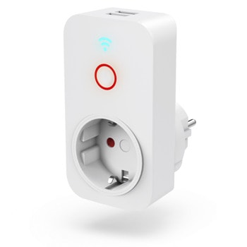 Смарт контакт HAMA 176612, Wi-Fi, съвместим с Android и iOS, гласови асистенти Google Assistant и Alexa, 2x USB-A(ж) порта, макс. 2300W, бял | JAR Computers Смарт контакт HAMA-176612