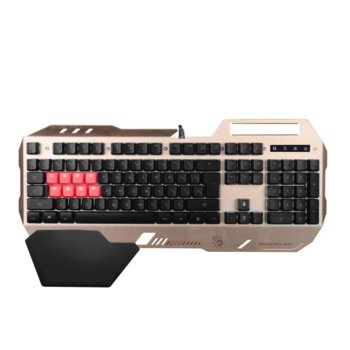 Клавитура A4tech Bloody B2418, полу-механична, водоустойчива, подсветка, златиста, USB | JAR Computers A4tech Bloody, B2418