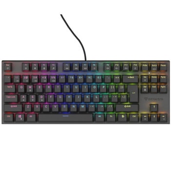 Клавиатура Genesis Thor 303 TKL (NKG-2175), механична, Outemu Brown суич, гейминг, RGB подсветка, черна, USB | JAR Computers Genesis Thor 303 TKL Black Outemu Brown NKG-2175