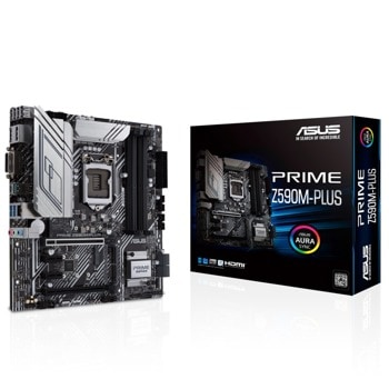 Дънна платка Asus PRIME Z590M-PLUS, Z590, LGA1200, DDR4, PCI-E 4.0 (DP/HDMI/DVI), 5x SATA 6Gb/s, 3x M.2, 1x USB 3.2 Gen 2x2 Type-C, Micro ATX | JAR Computers Asus PRIME Z590M-PLUS