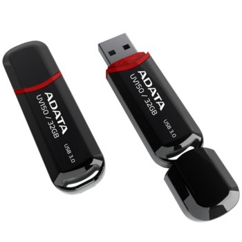 Памет 32GB USB Flash, A-Data UV150, USB3.0, черна | JAR Computers 32GB A-Data DashDrive UV150